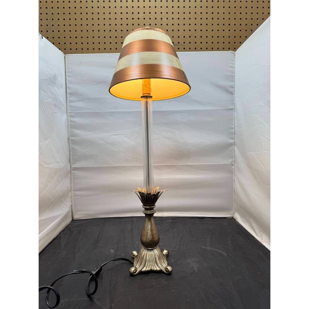 Vintage Wildwood Table Lamp Fluted Glass Column Brass Mid Century Modern MCM 22" - Picture 2 of 15